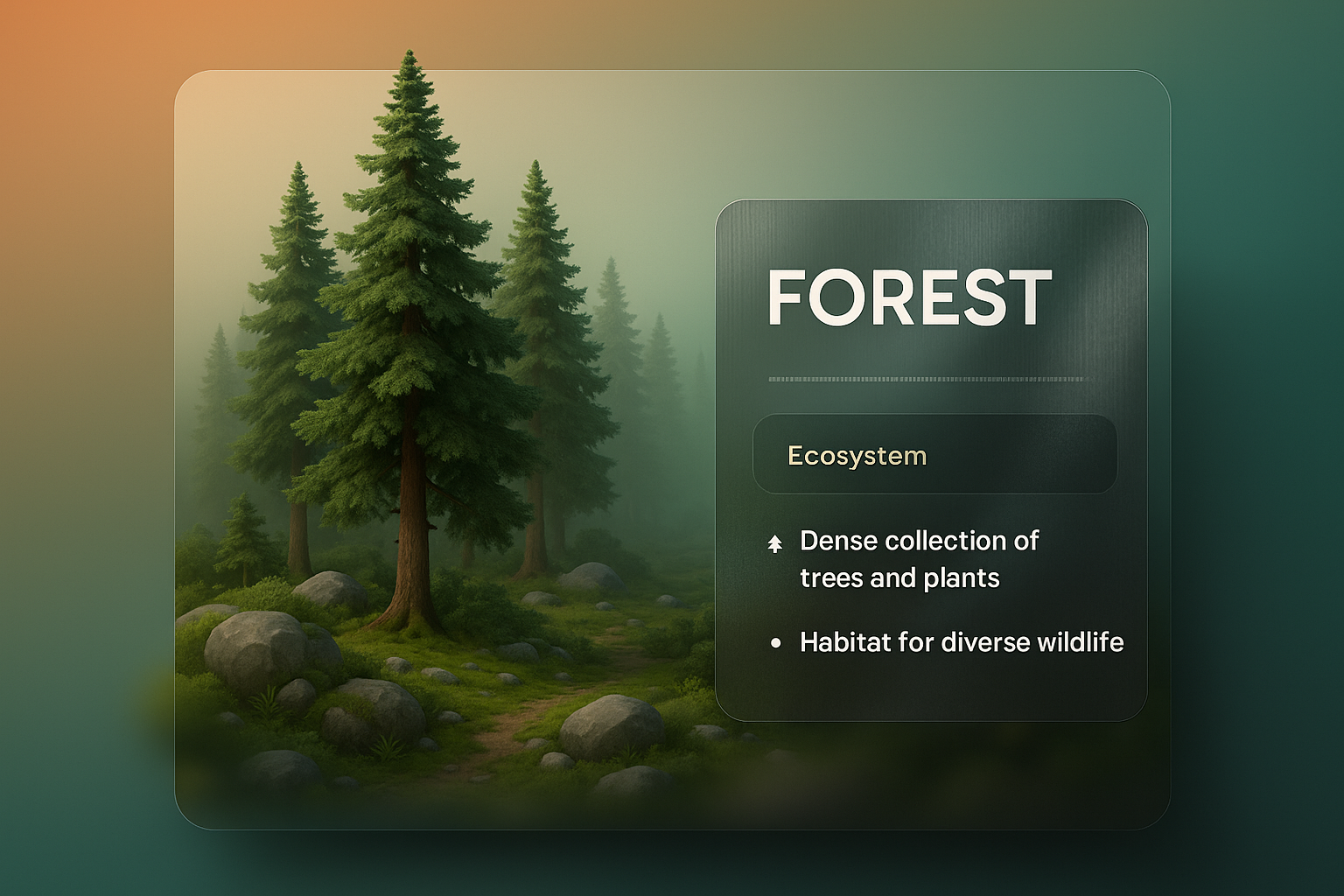 3D Forest Design with Integrated Text and Graphics