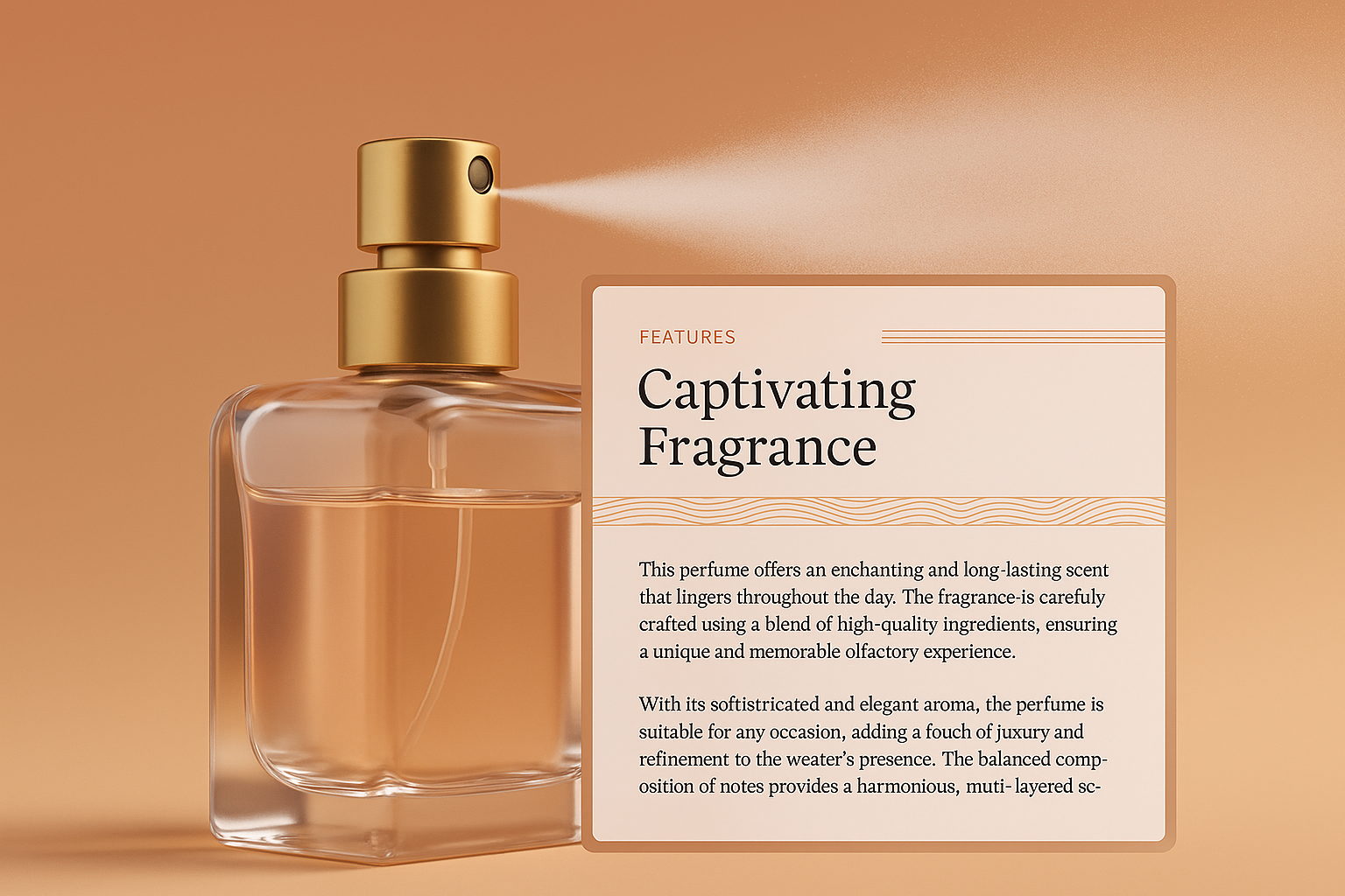 Elegant Perfume Spray in Motion with Captivating Features