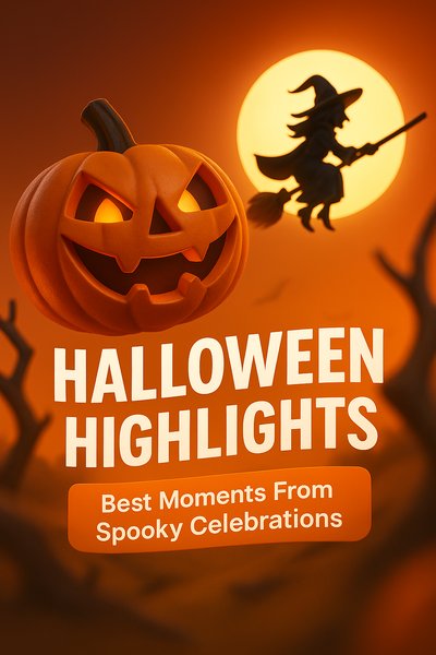 Halloween Highlights Graphic Featuring Pumpkin and Witch