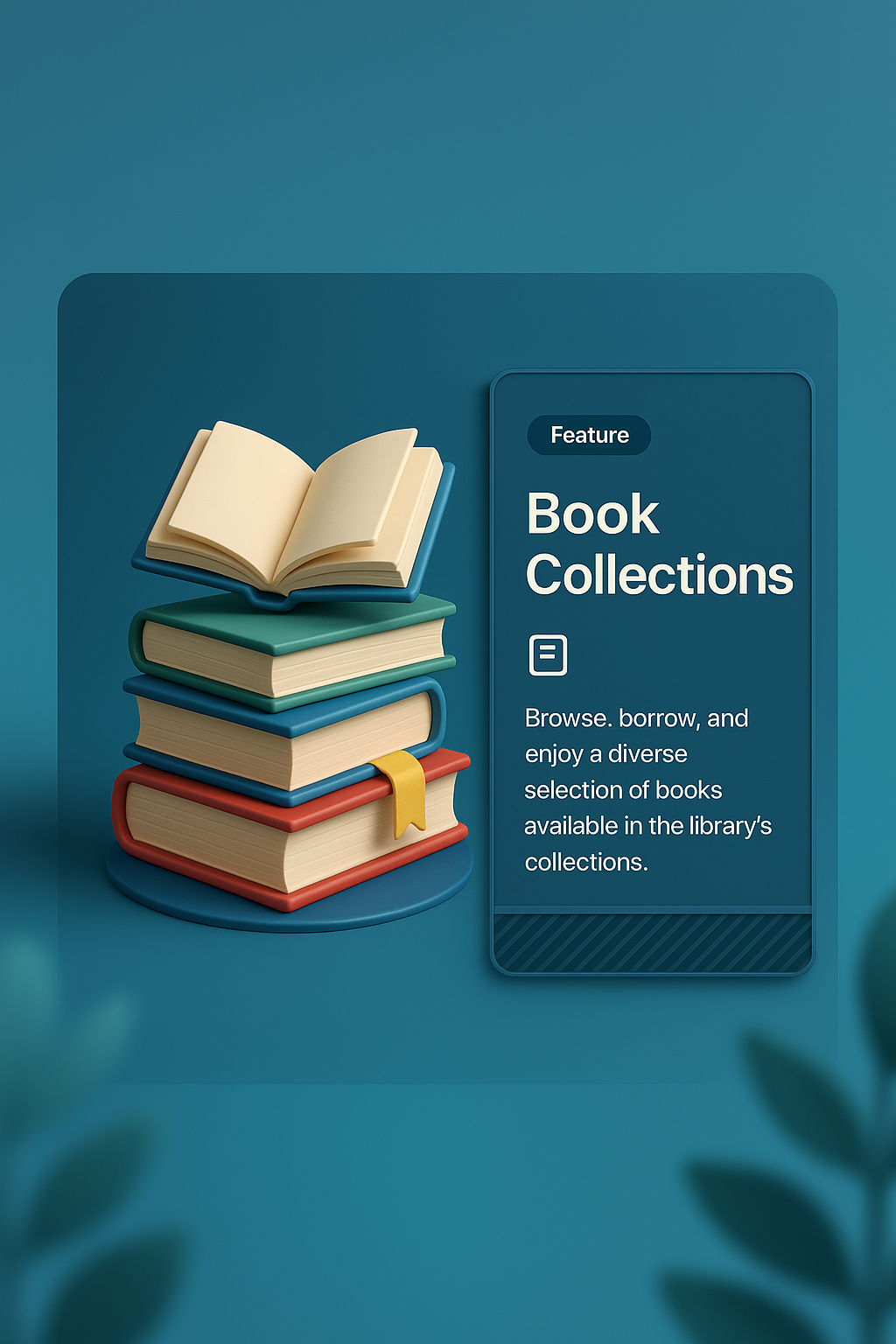 3D Library Page with Book Collections Feature