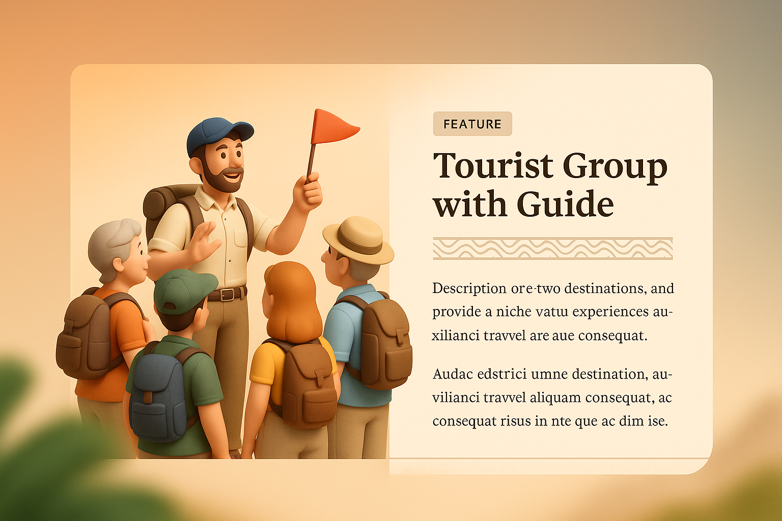 Engaging Tourist Group with Guide in 3D Illustration