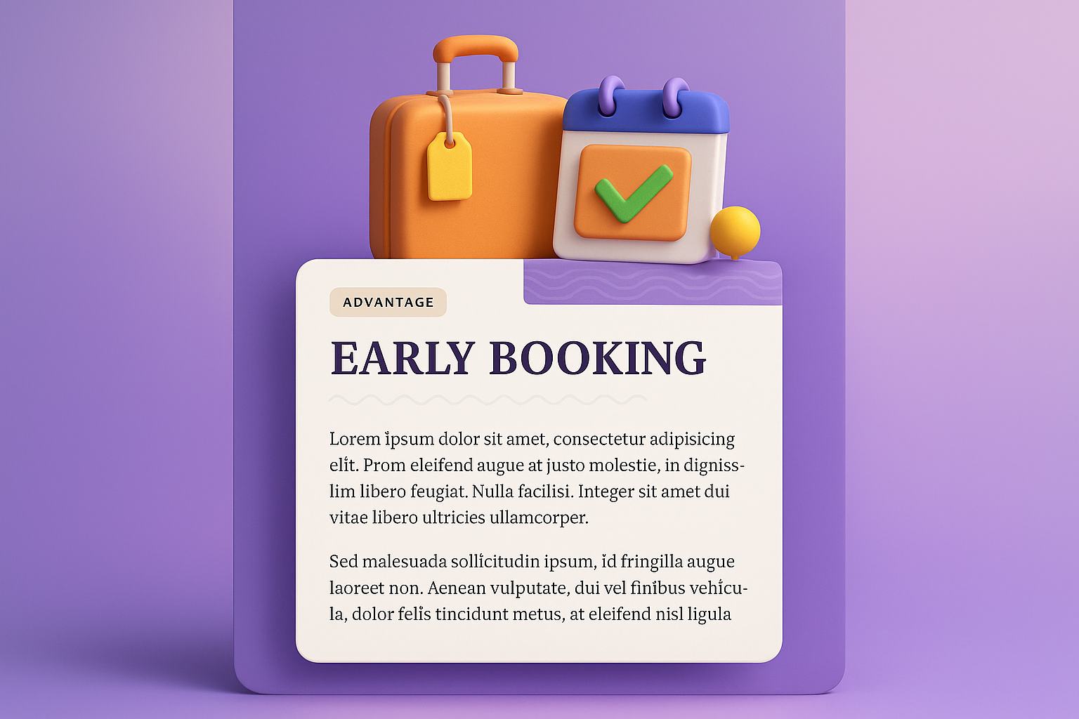 Early Booking Banner with 3D Elements for Web Design