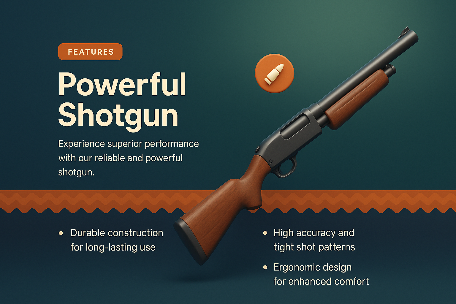 Stylish 3D Presentation of a Powerful Shotgun with Features