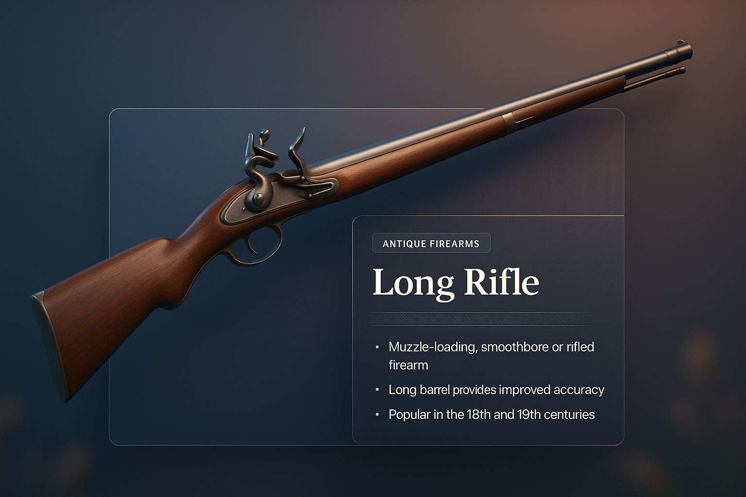 3D Design of an Antique Long Rifle with Informational Blocks