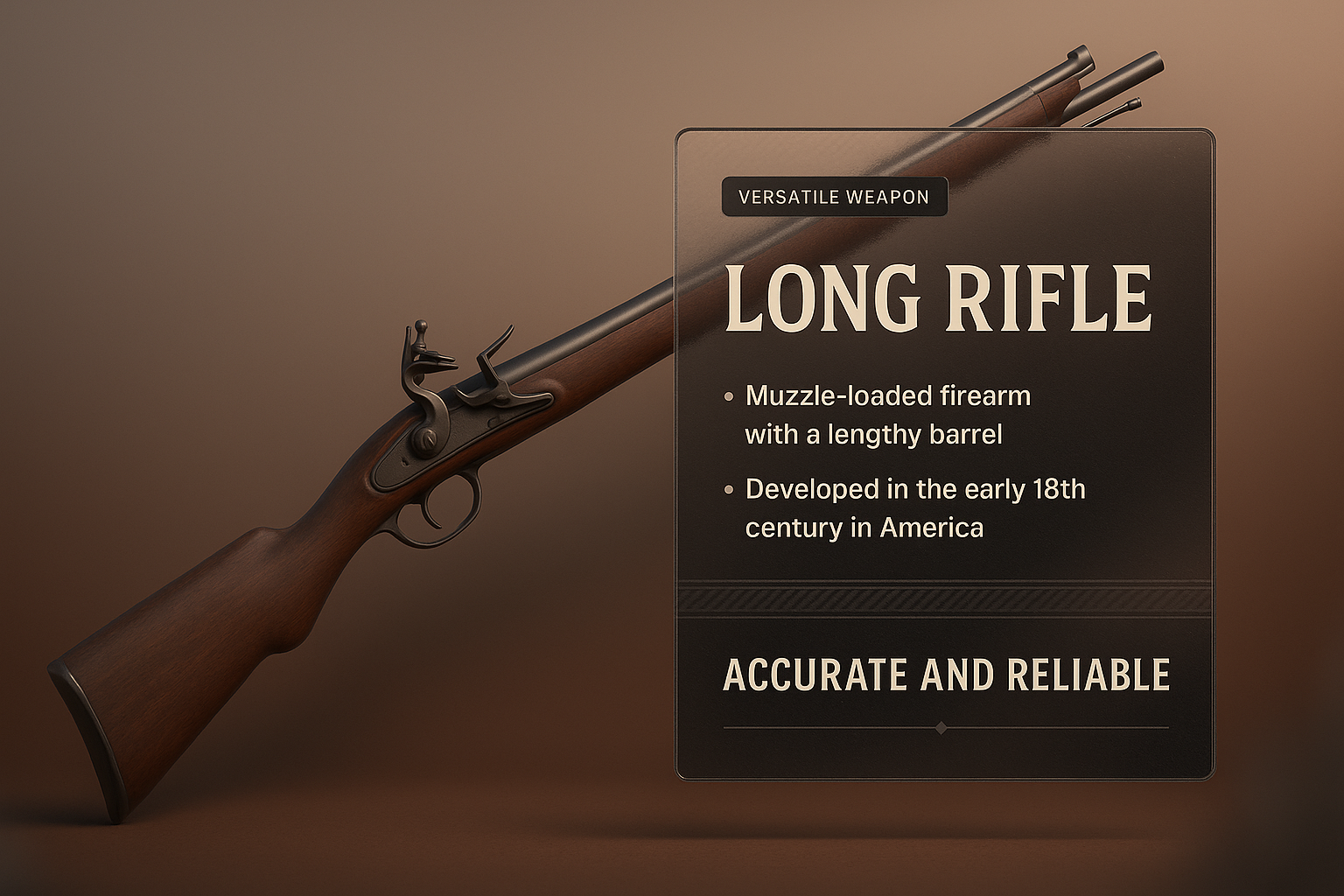 3D Illustration of a Long Rifle with Informative Overlay