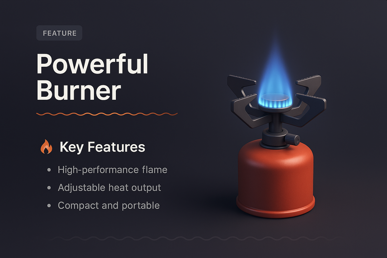 Stylish Landing Page for a Powerful Burner Product