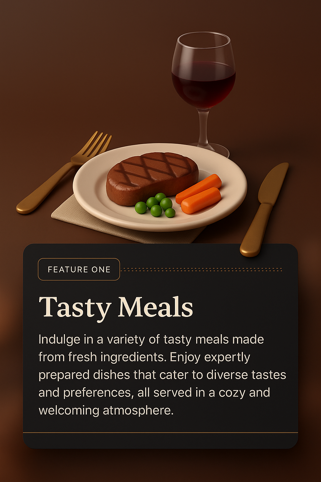 3D Dinner Design Featuring Tasty Meals and Atmosphere