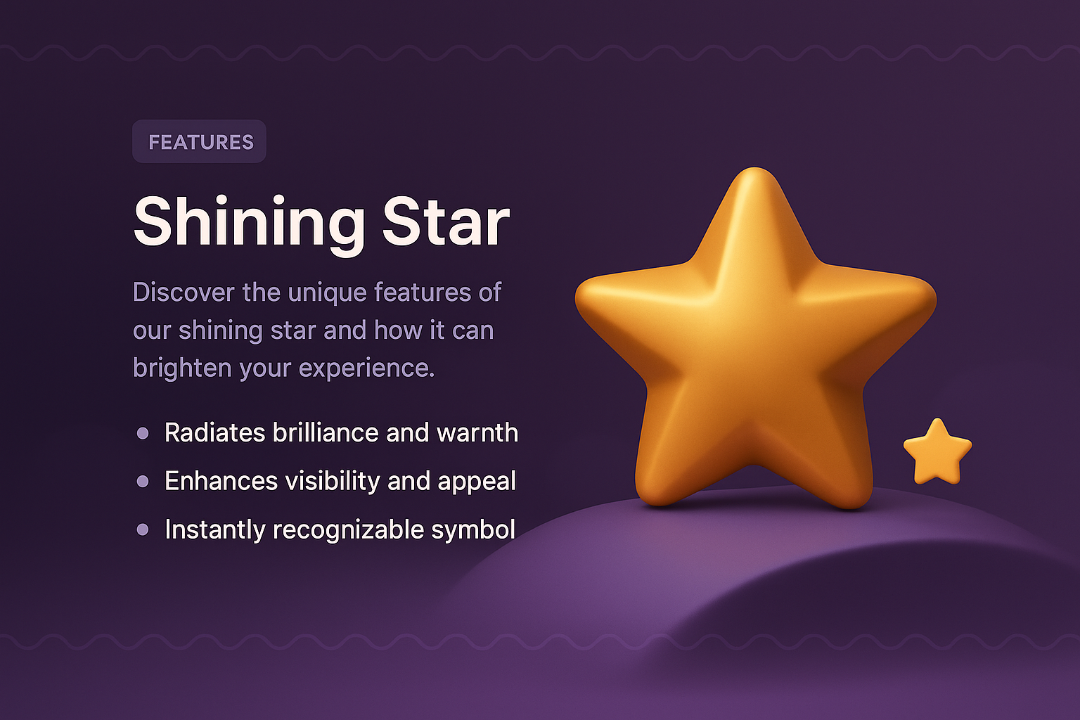 3D Illustration of a Shining Star with Feature Highlights