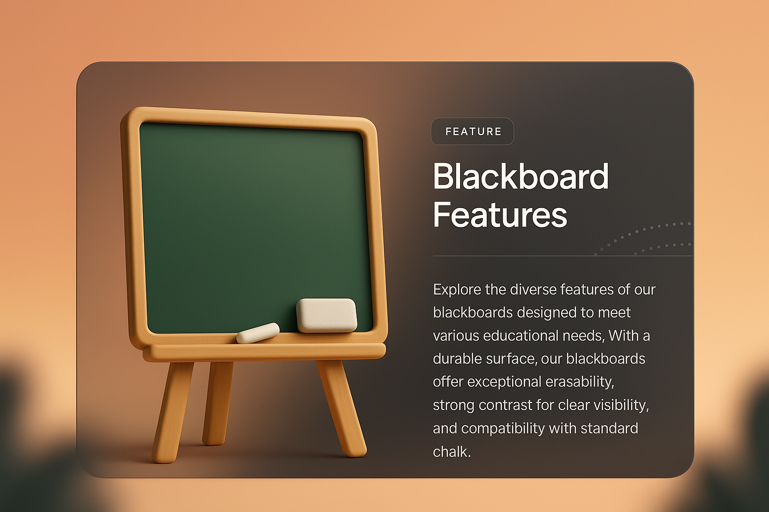 3D Blackboard Features with Integrated Design Elements