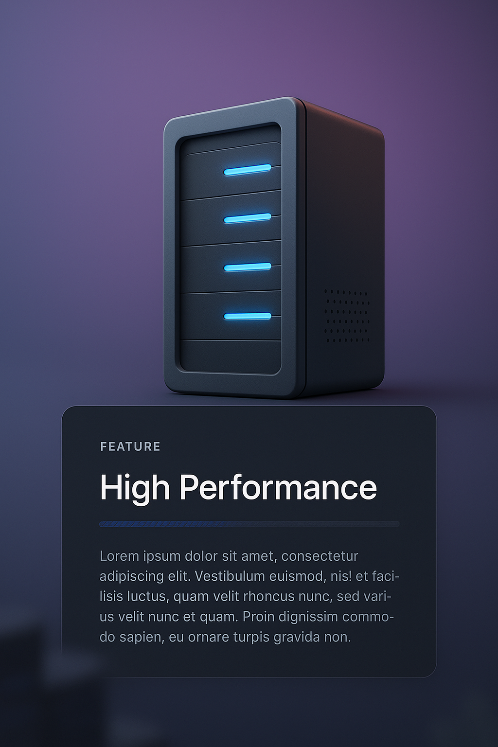 3D Illustration of a Server with Feature Block Design