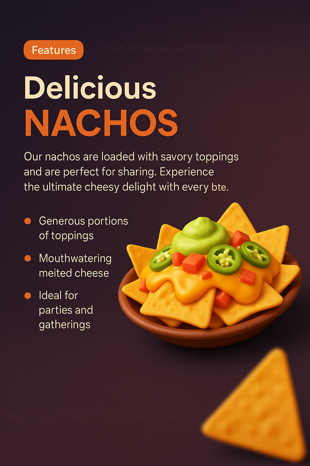 3D Illustration of Delicious Nachos with Toppings