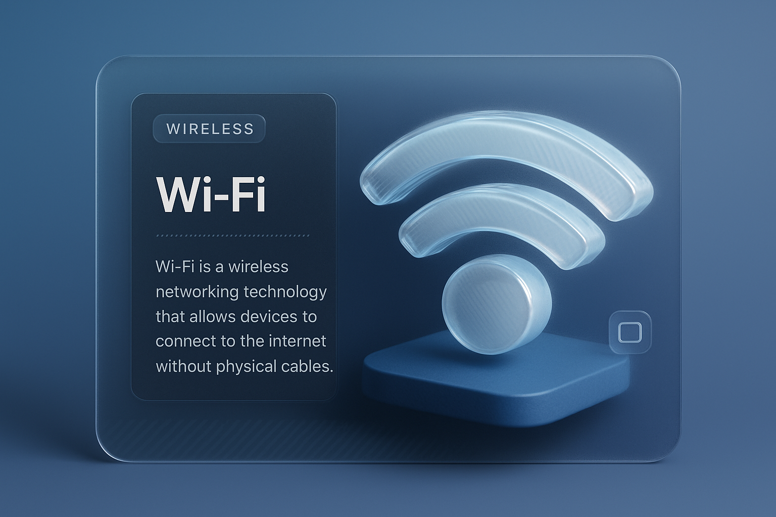 3D Illustration of Wi-Fi Icon with Transparent Design Elements