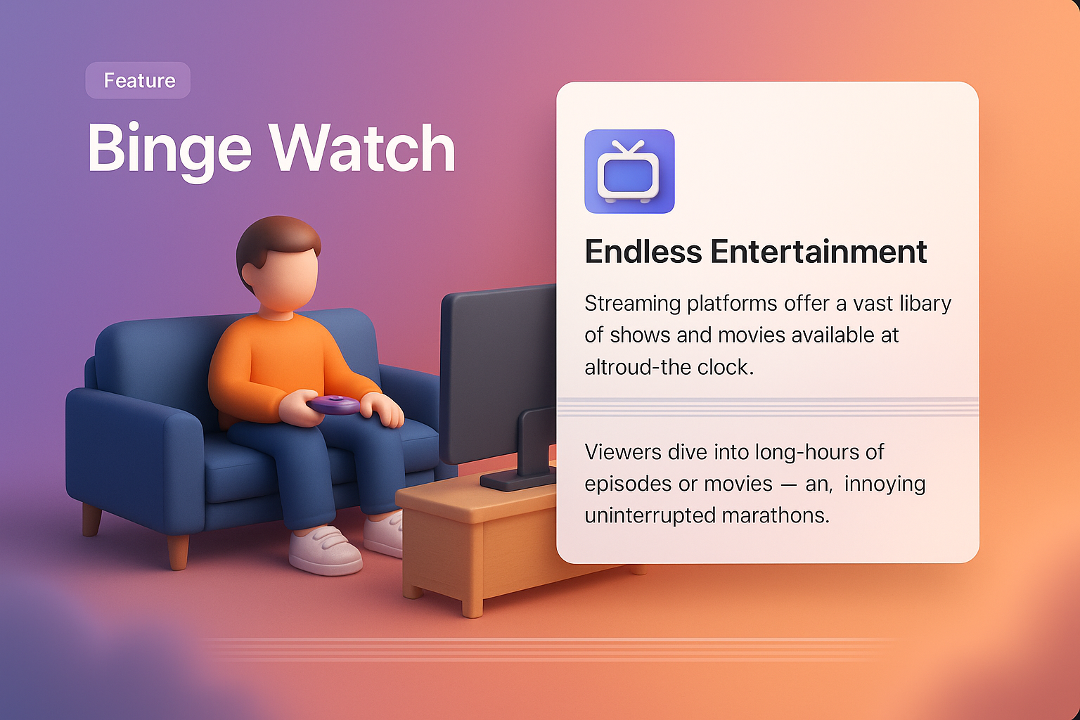 3D Illustration of Binge Watching Concept