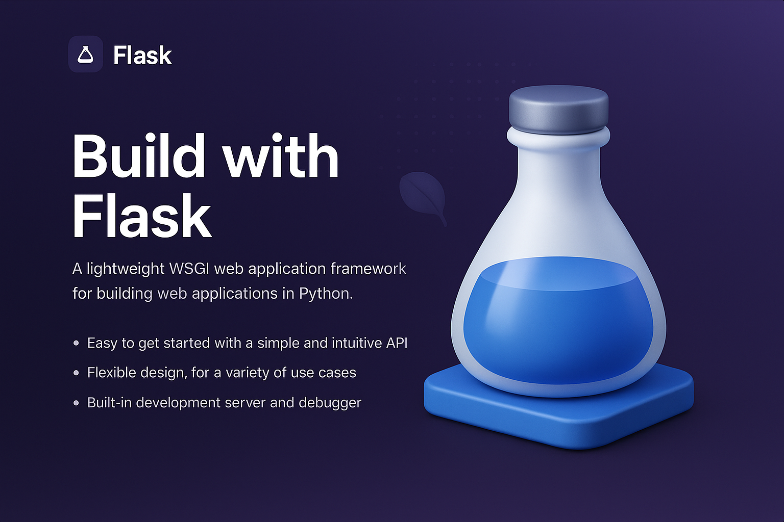 3D Illustration of Flask for Web Development