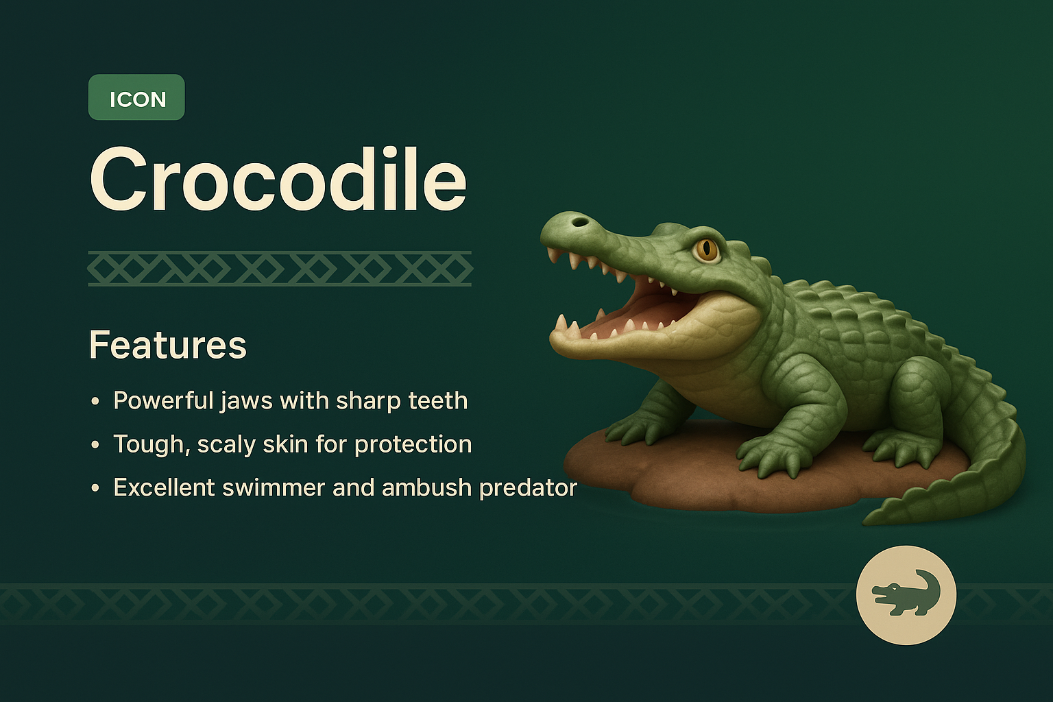 Detailed Crocodile Landing Page Design Concept