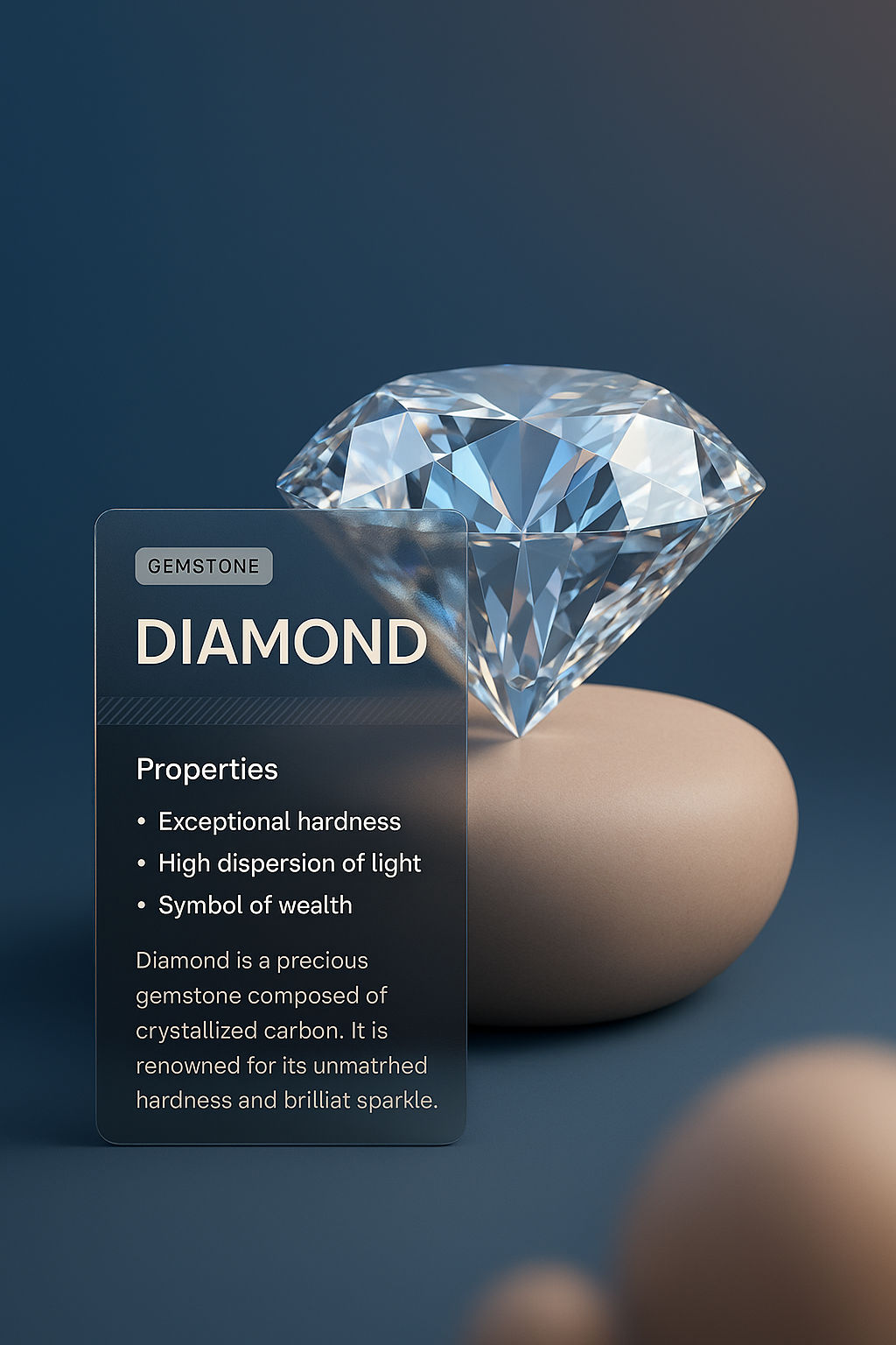 Stunning 3D Diamond with Informative Label Display