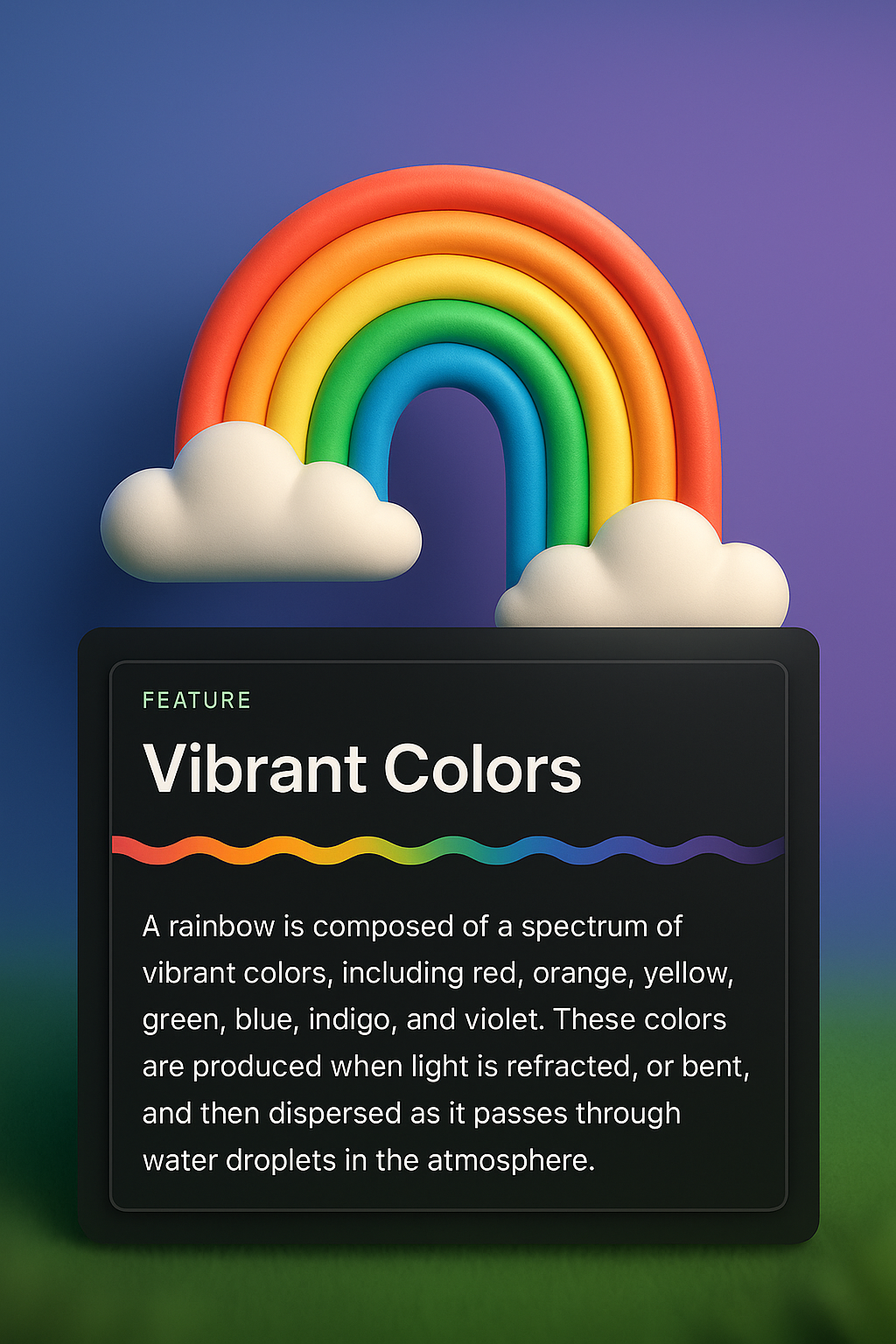 Vibrant Rainbow Web Design with 3D Elements
