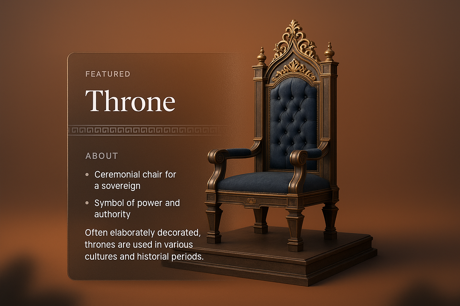 Elegant Throne Design with Informative Overlay