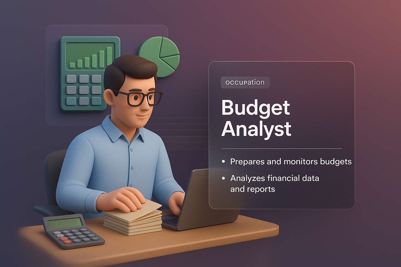 3D Illustration of a Budget Analyst at Work
