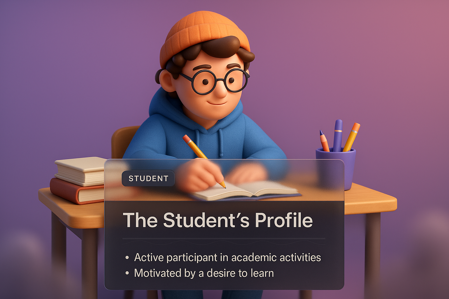 3D Web Design Illustration Featuring a Student at Work