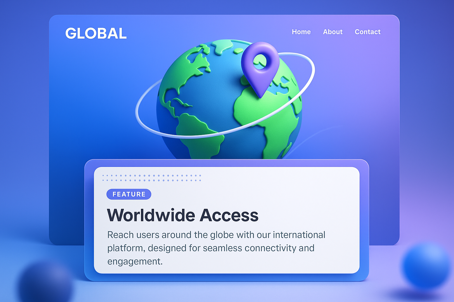3D Illustration of Global Connectivity on Web Page