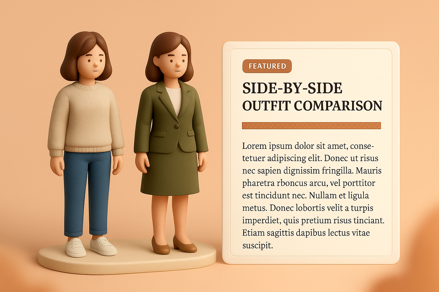 Stylish Side-by-Side Outfit Comparison Illustration