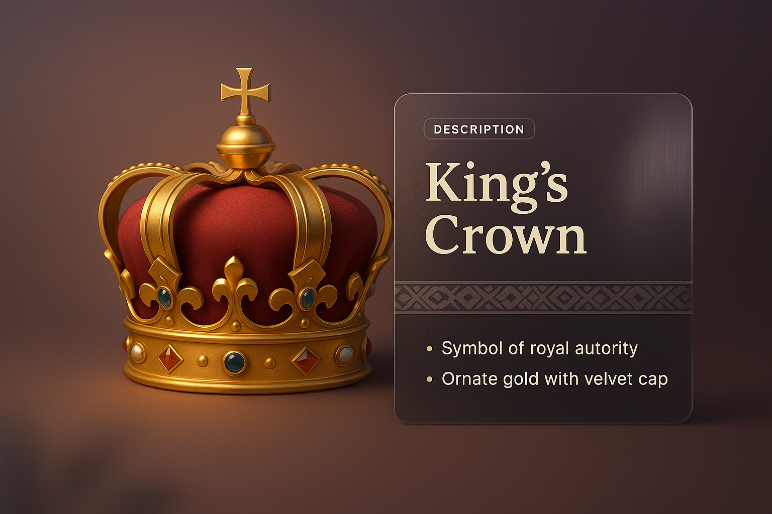 Stunning 3D King's Crown with Elegant Design Elements