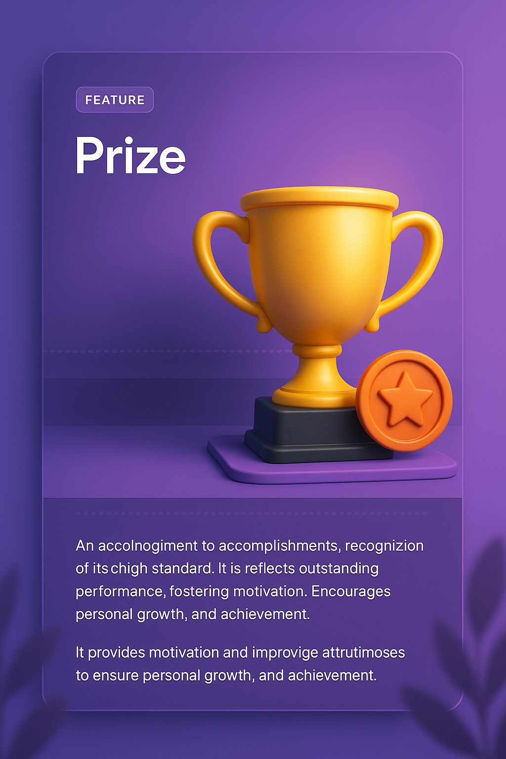 3D Illustration of a Prize Trophy with Descriptive Features