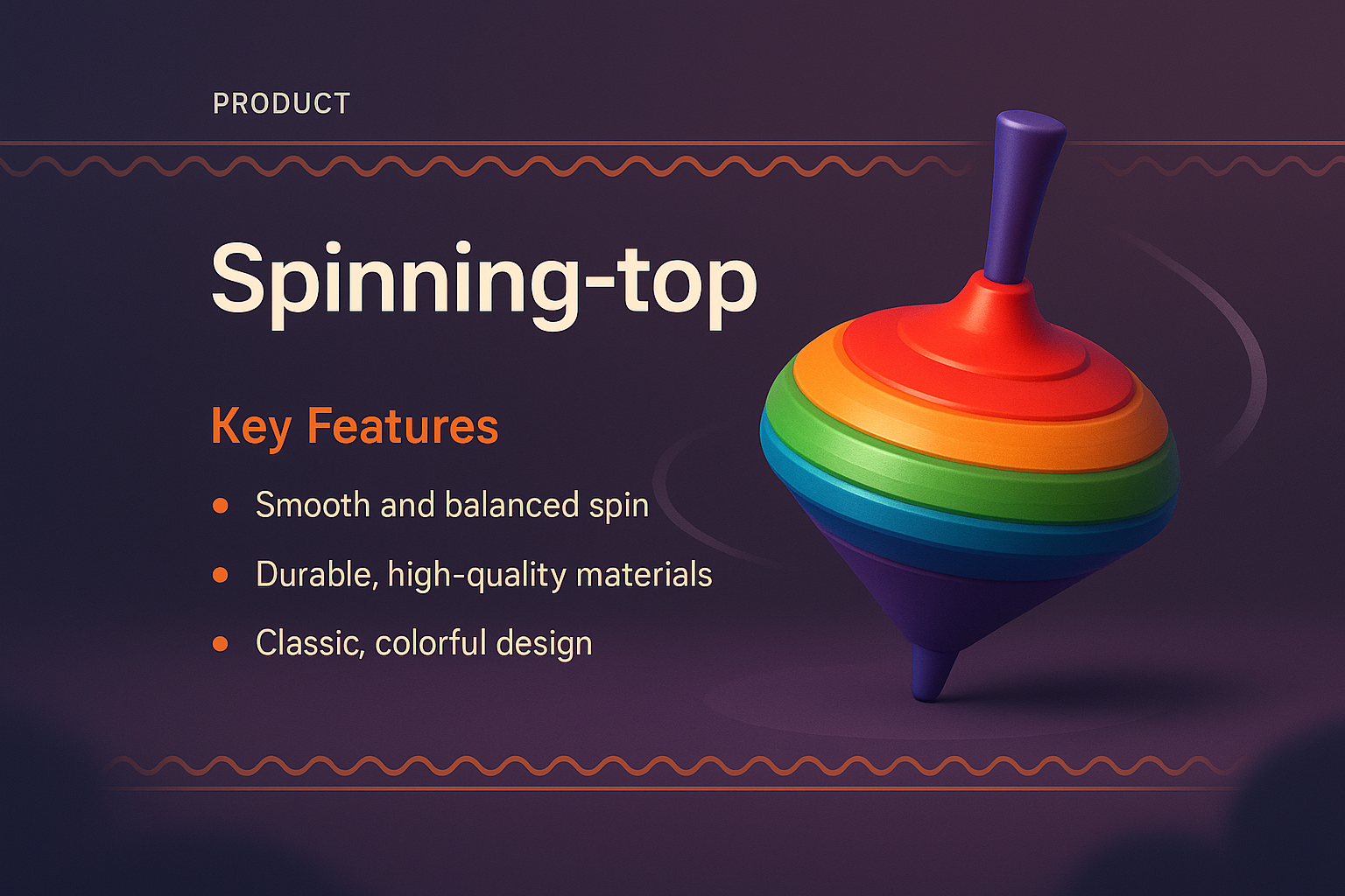 Colorful 3D Spinning Top with Key Features