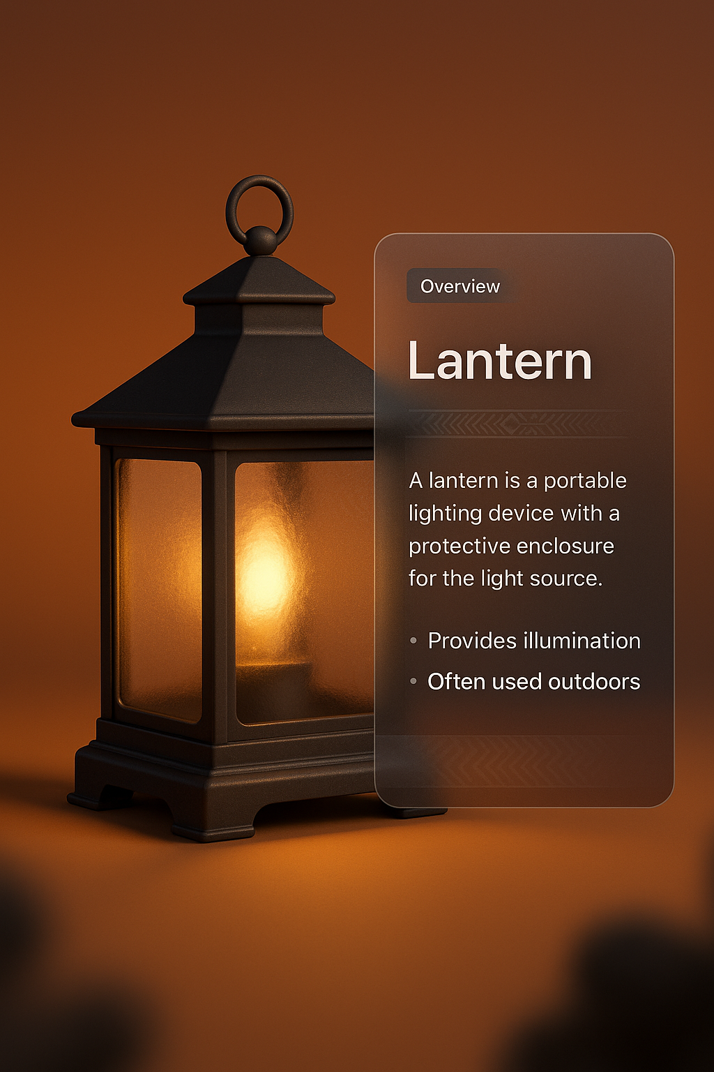 Stylish Lantern Design with Informative Overlay