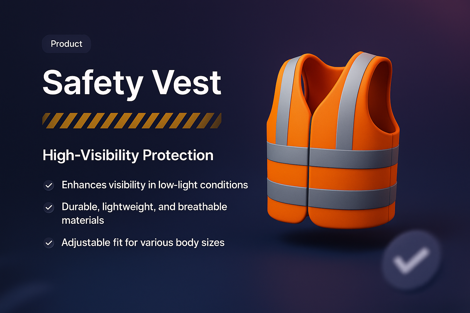 3D Illustration of a Safety Vest for High-Visibility Protection