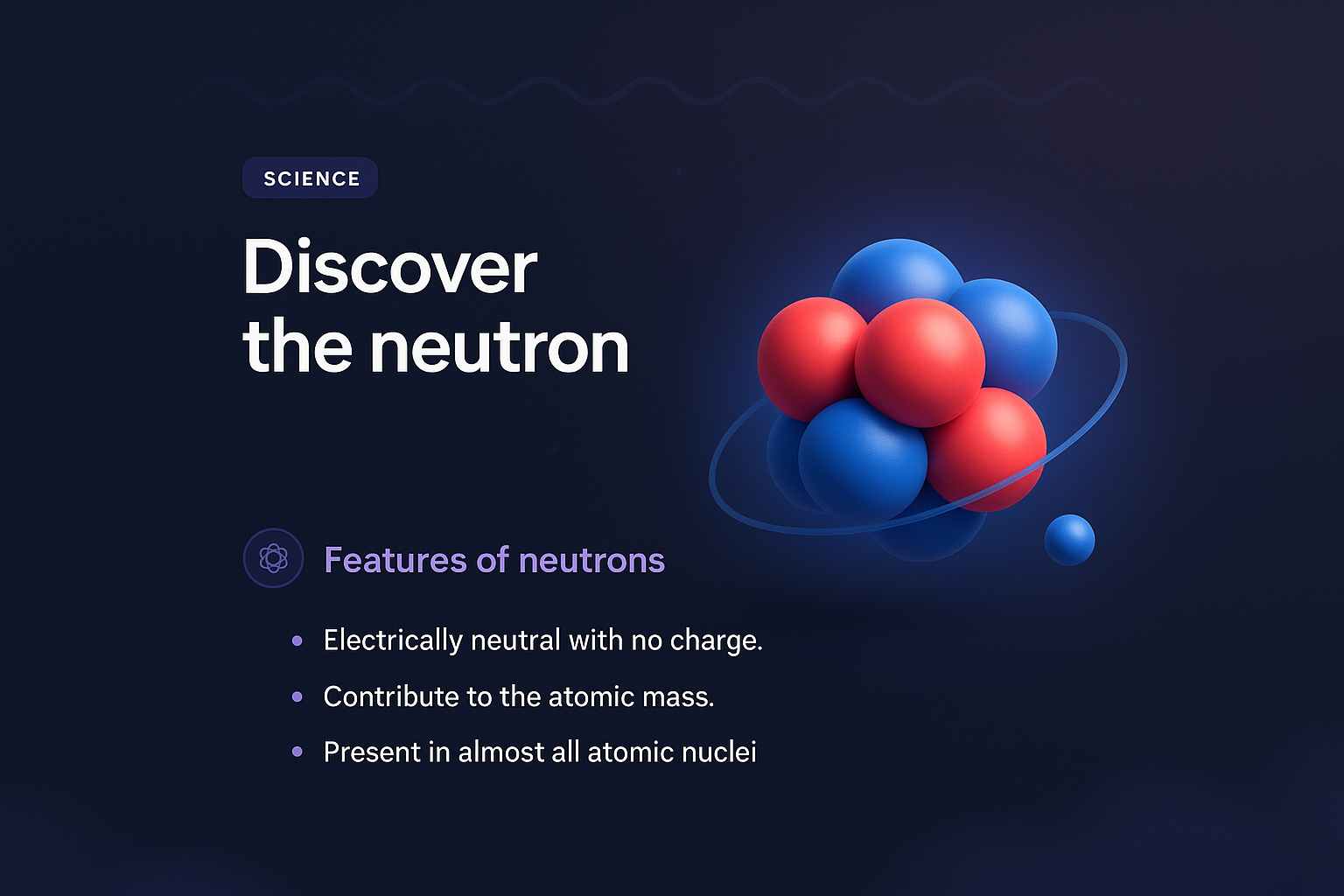 3D Icon and Text Illustration of Neutrons for Science Landing Page