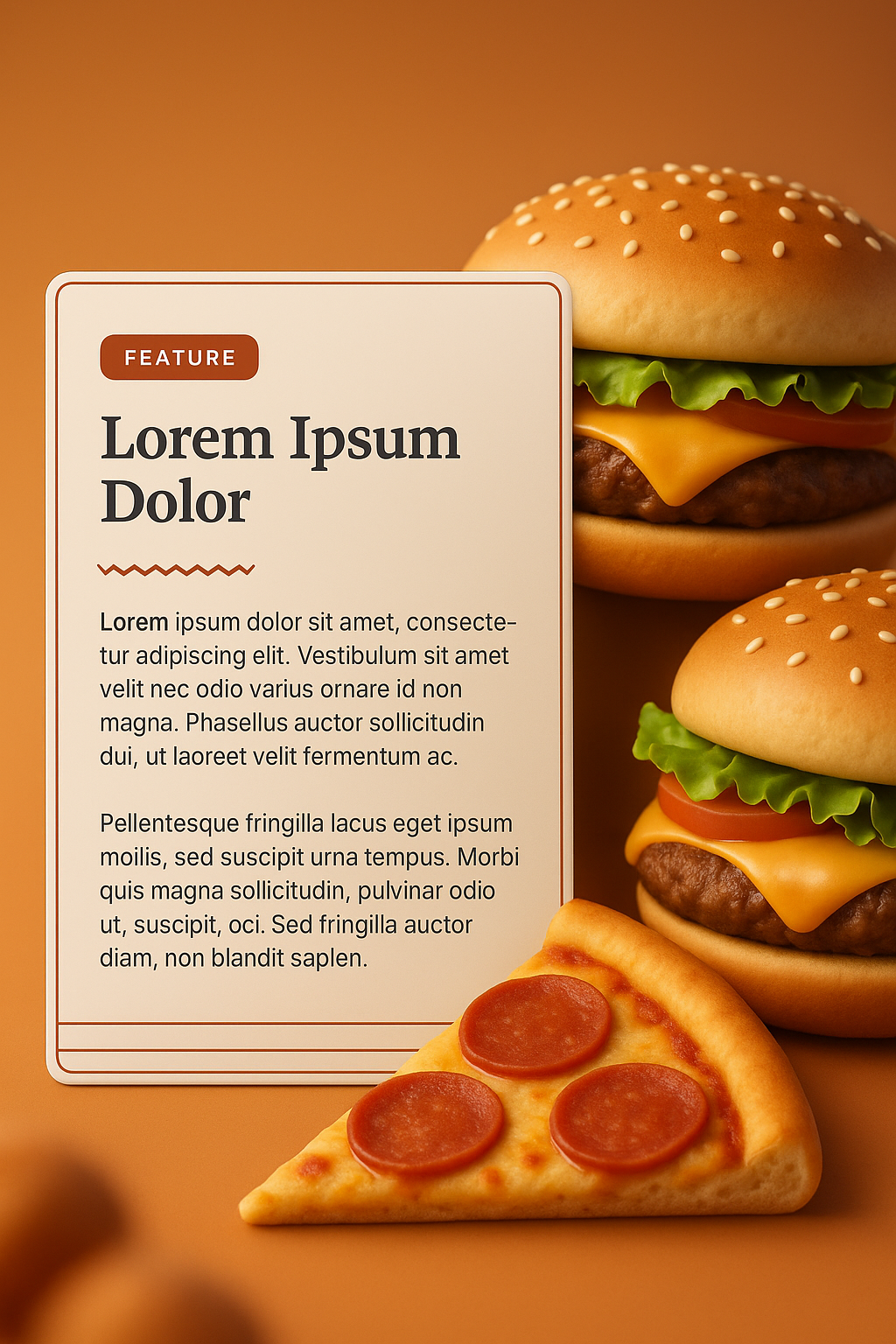 Delicious Burgers and Pizza Close-Up Image