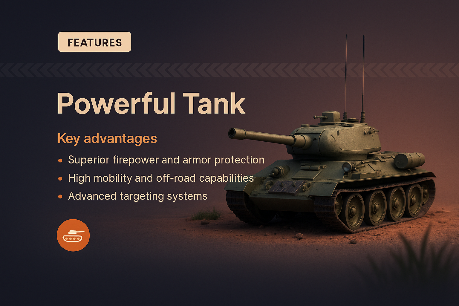 3D Illustration of a Powerful Tank with Key Features