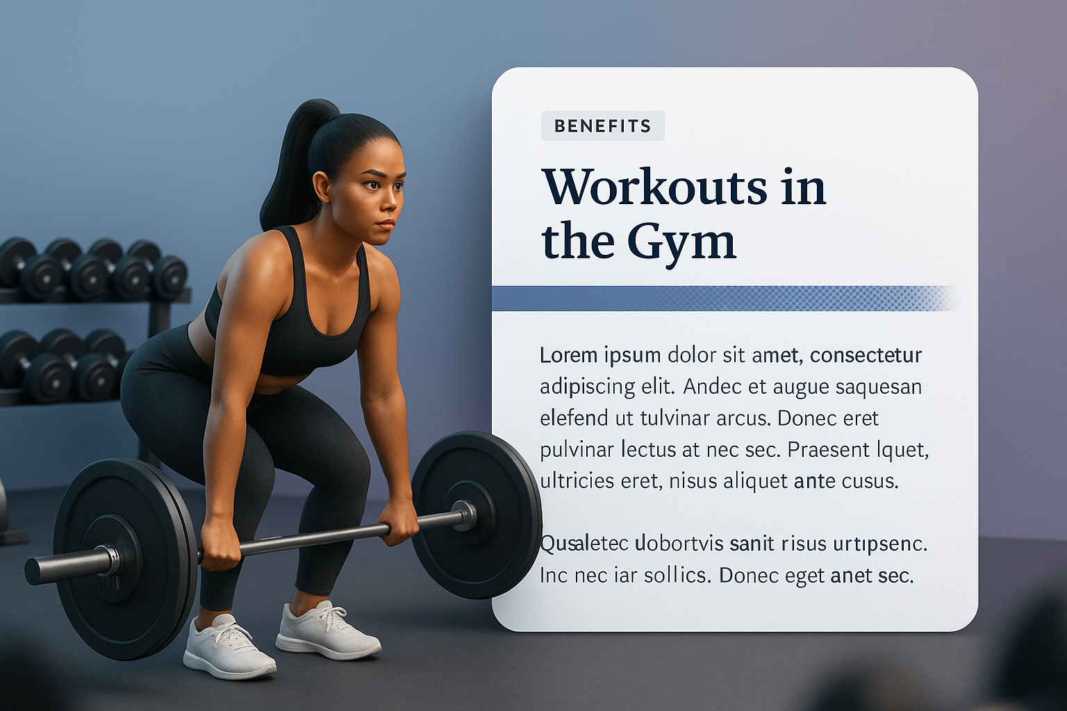 Dynamic Gym Workout Illustration with Informative Overlay