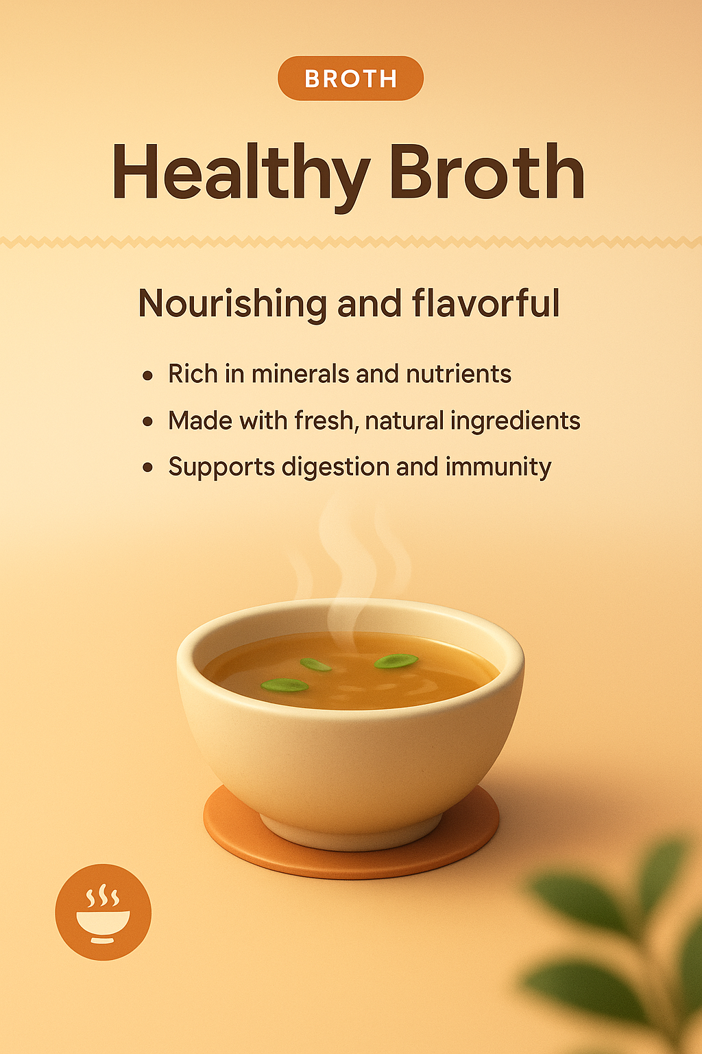 3D Illustration of Healthy Broth with Nutritional Highlights