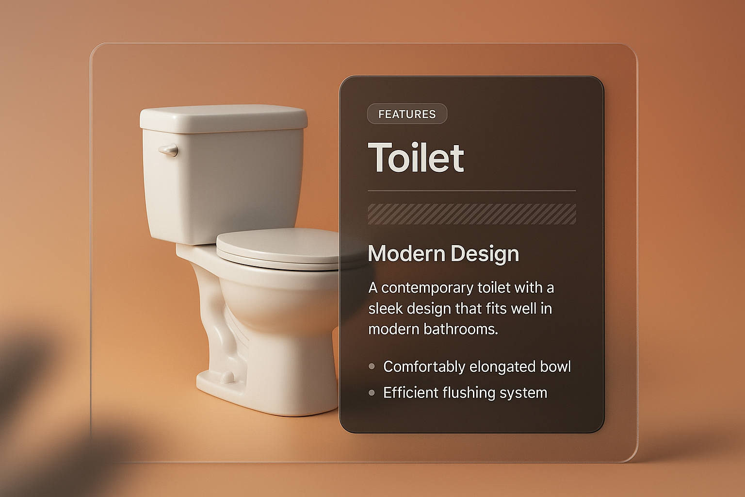 3D Illustration of a Modern Toilet with Feature Description