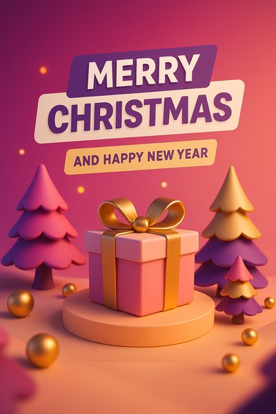 Festive 3D Christmas Celebration Scene