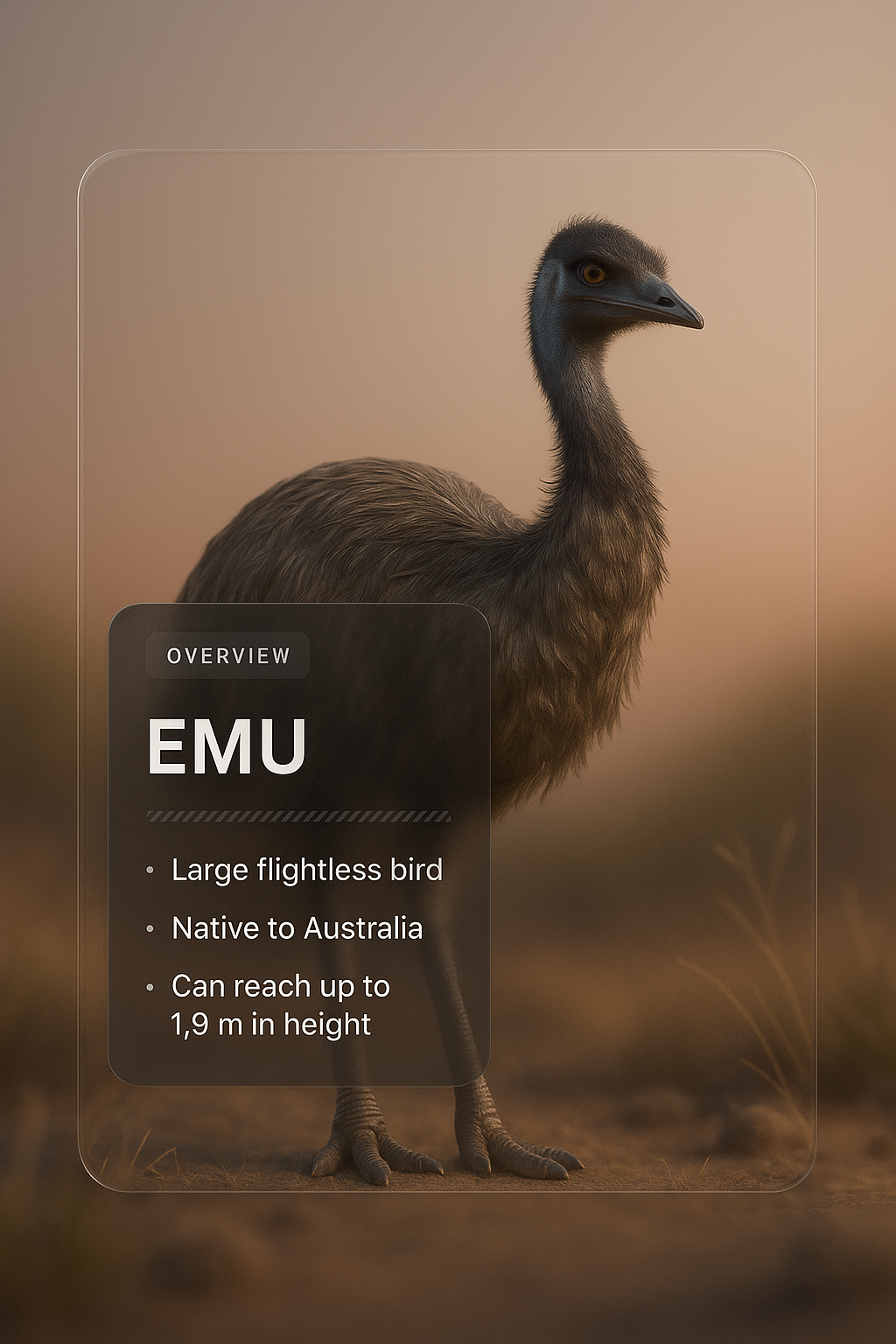 3D Emu Illustration with Informative Overlay