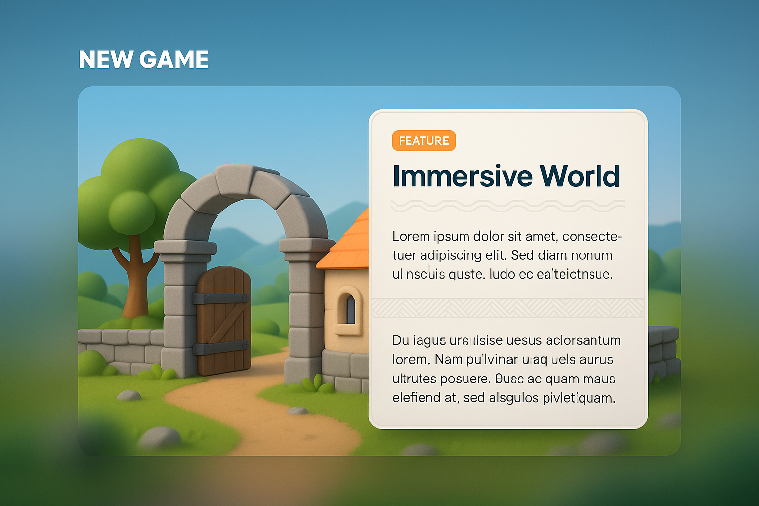 3D Game Design Illustration with Feature Description