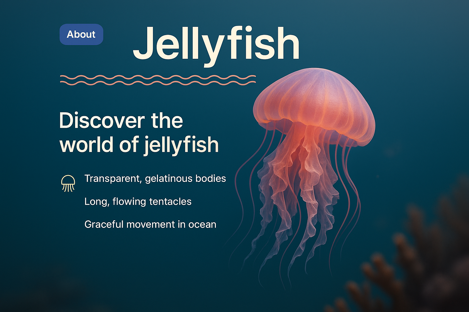 Stylish Jellyfish Landing Page with 3D Illustration