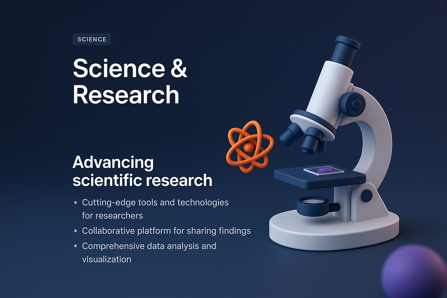 3D Illustration for Science & Research Landing Page