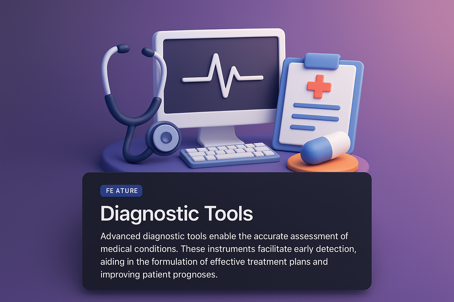 3D Illustration of Diagnostic Tools for Medical Assessment