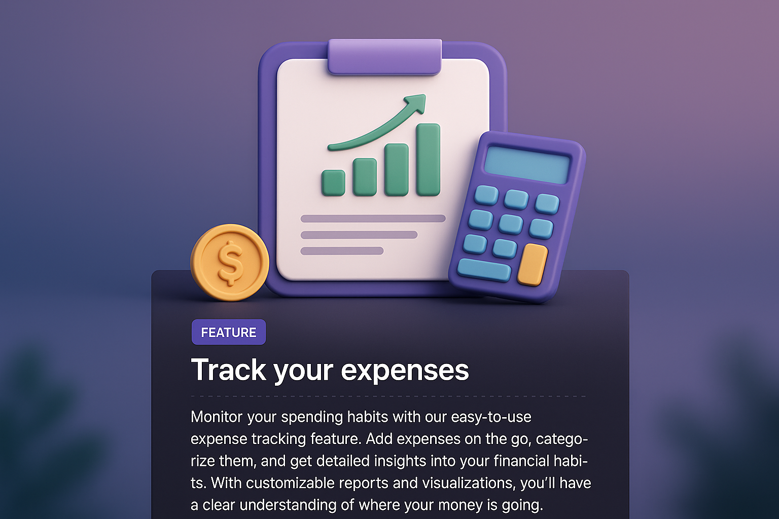 3D Web Page Design Featuring Expense Tracker