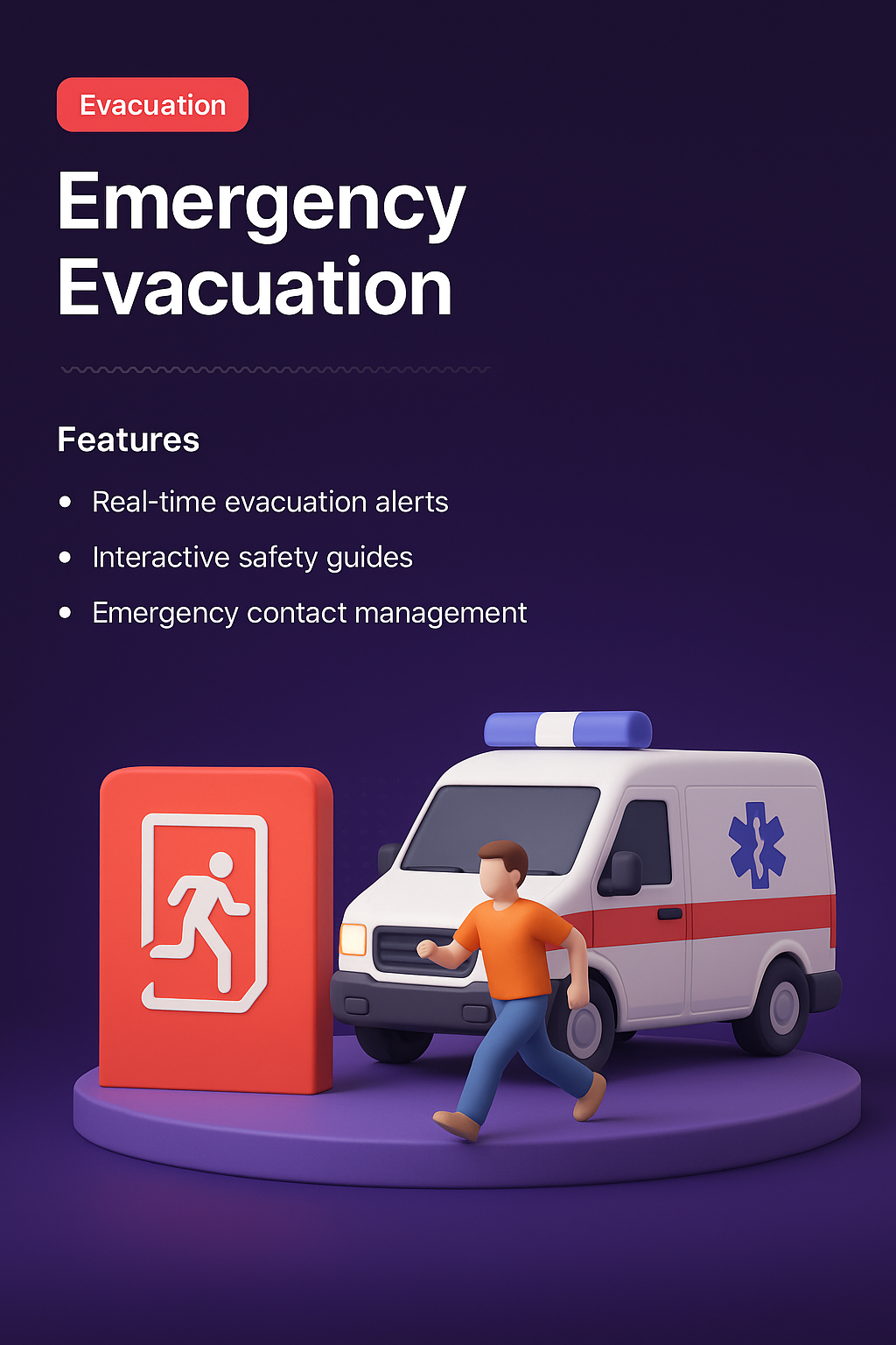 3D Illustration of Emergency Evacuation Features