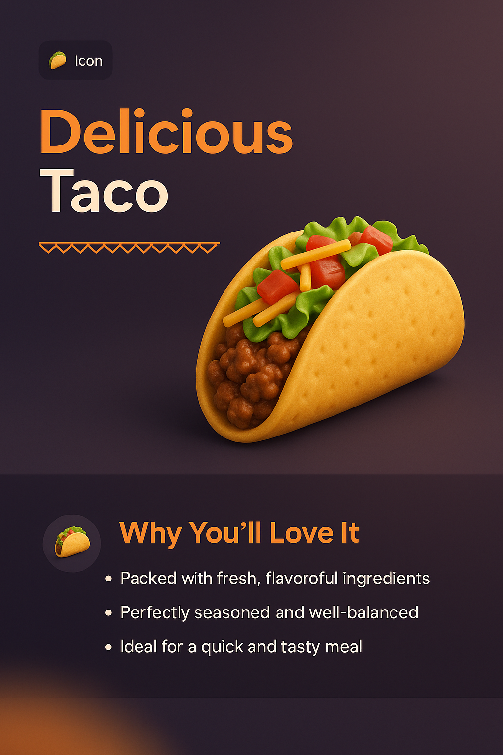 3D Taco Design with Flavorful Features Display