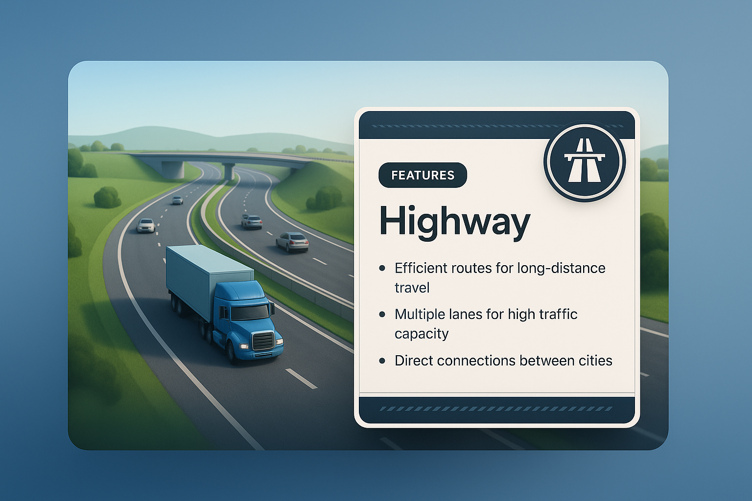 3D Highway Illustration with Features Overview
