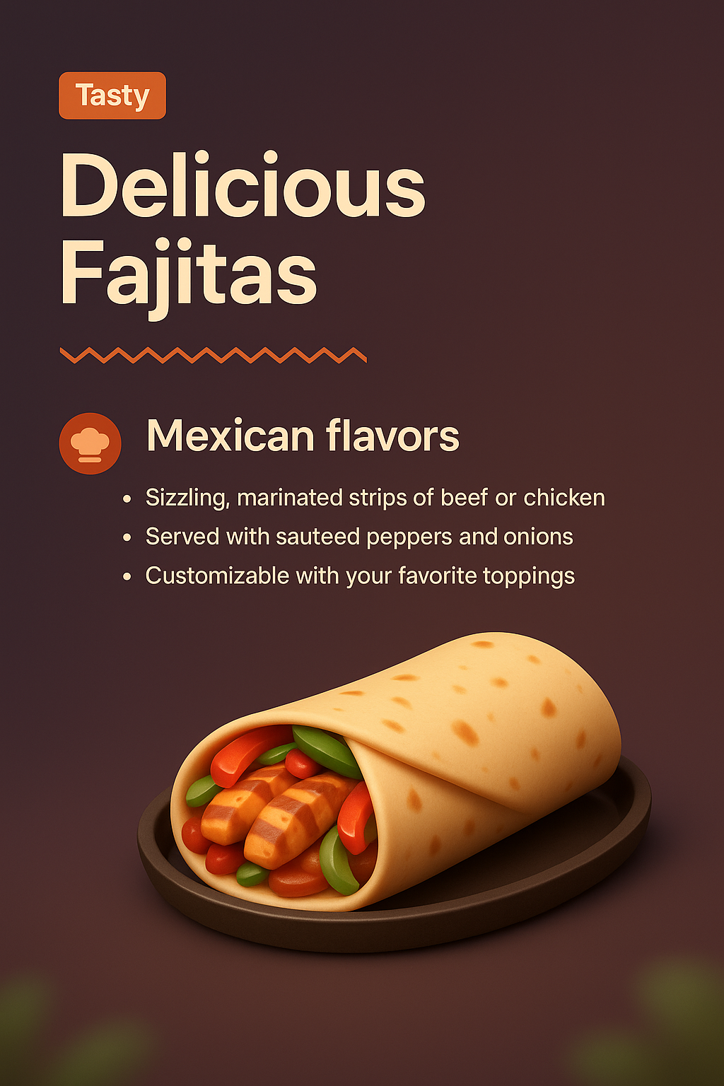 Delicious Fajitas 3D Landing Page Design