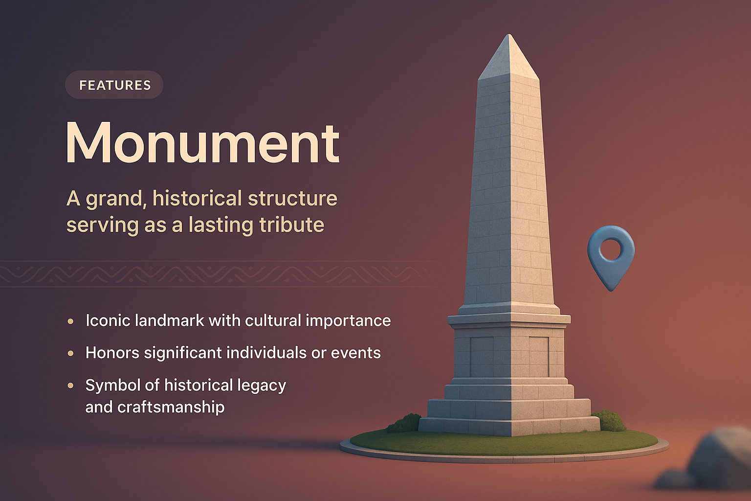 3D Monument Illustration for Landing Page Design