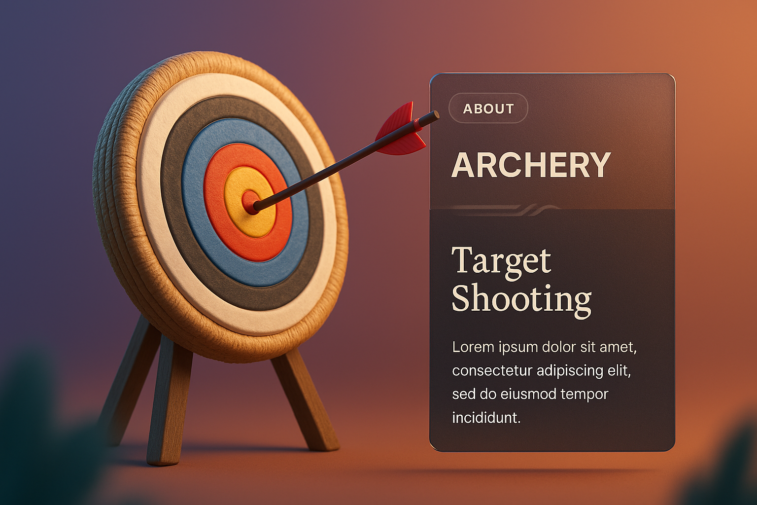 3D Illustration of Archery Target for Web Page Design